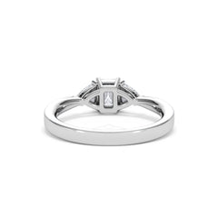 Aurora Lab Diamond Emerald Cut and Trillion 1.00ct Ring in Platinum F/VS1