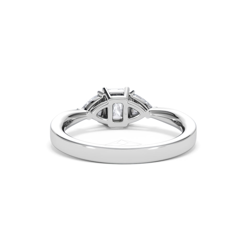 Aurora Lab Diamond Emerald Cut and Trillion 1.00ct Ring in Platinum F/VS1