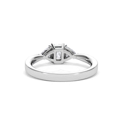 Aurora Lab Diamond Emerald Cut and Trillion 1.00ct Ring in Platinum F/VS1