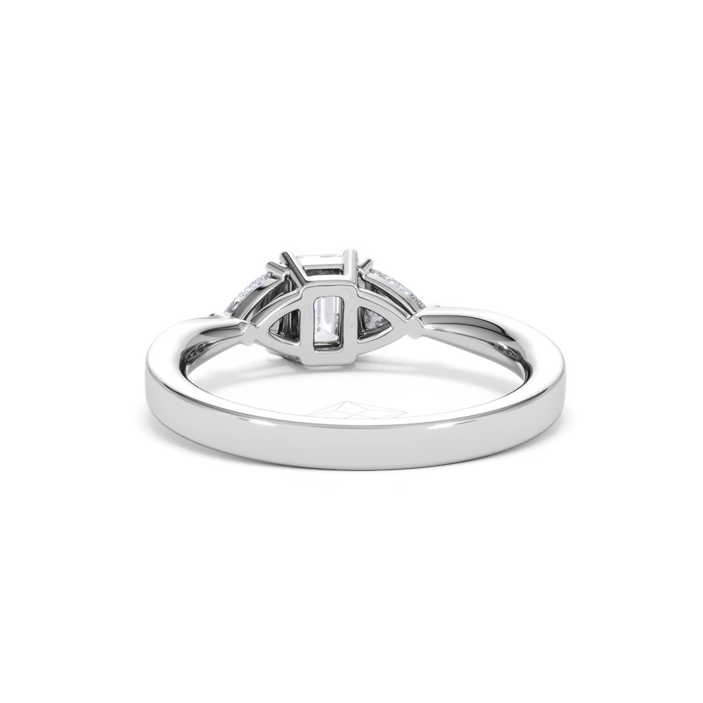 Aurora Lab Diamond Emerald Cut and Trillion 1.00ct Ring in Platinum F/VS1