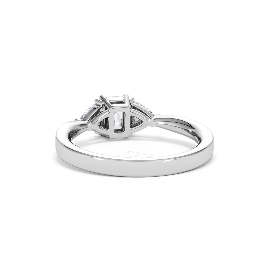 Aurora Lab Diamond Emerald Cut and Trillion 1.00ct Ring in Platinum F/VS1