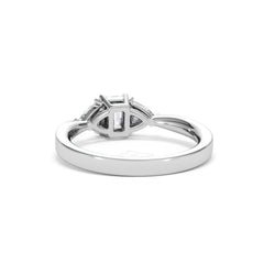 Aurora Lab Diamond Emerald Cut and Trillion 1.00ct Ring in 18K White Gold F/VS1