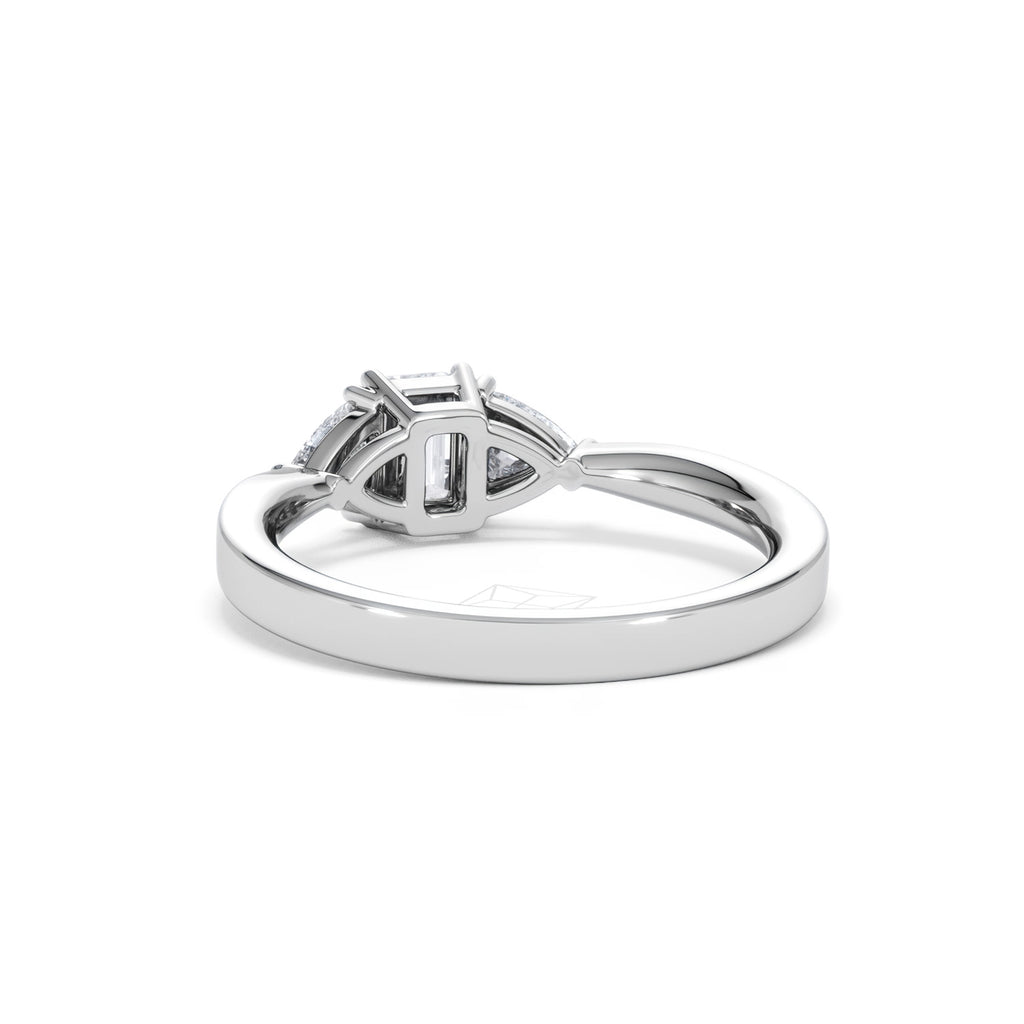 Aurora Lab Diamond Emerald Cut and Trillion 1.00ct Ring in Platinum F/VS1