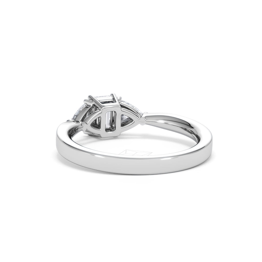 Aurora Lab Diamond Emerald Cut and Trillion 1.00ct Ring in Platinum F/VS1