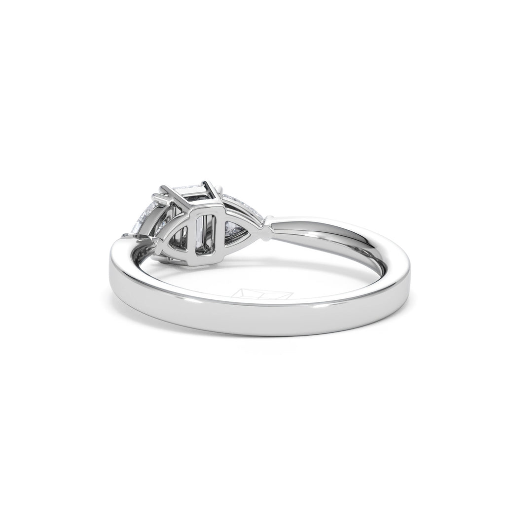 Aurora Lab Diamond Emerald Cut and Trillion 1.00ct Ring in Platinum F/VS1