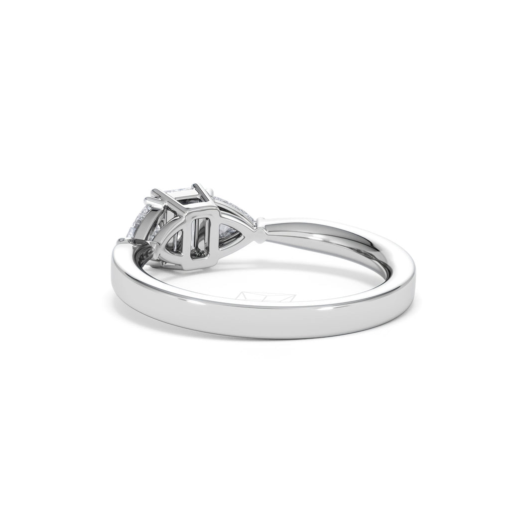 Aurora Lab Diamond Emerald Cut and Trillion 1.00ct Ring in Platinum F/VS1