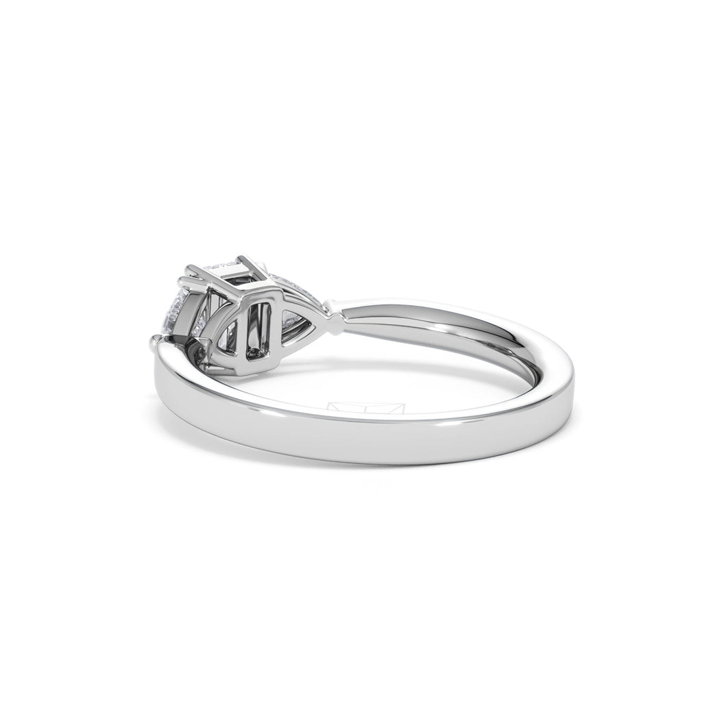 Aurora Lab Diamond Emerald Cut and Trillion 1.00ct Ring in Platinum F/VS1
