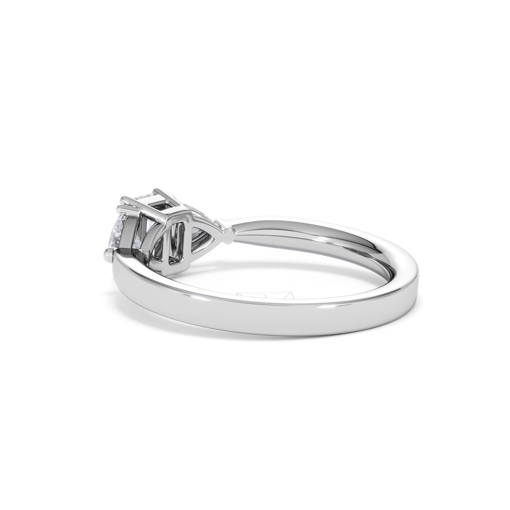 Aurora Lab Diamond Emerald Cut and Trillion 1.00ct Ring in Platinum F/VS1