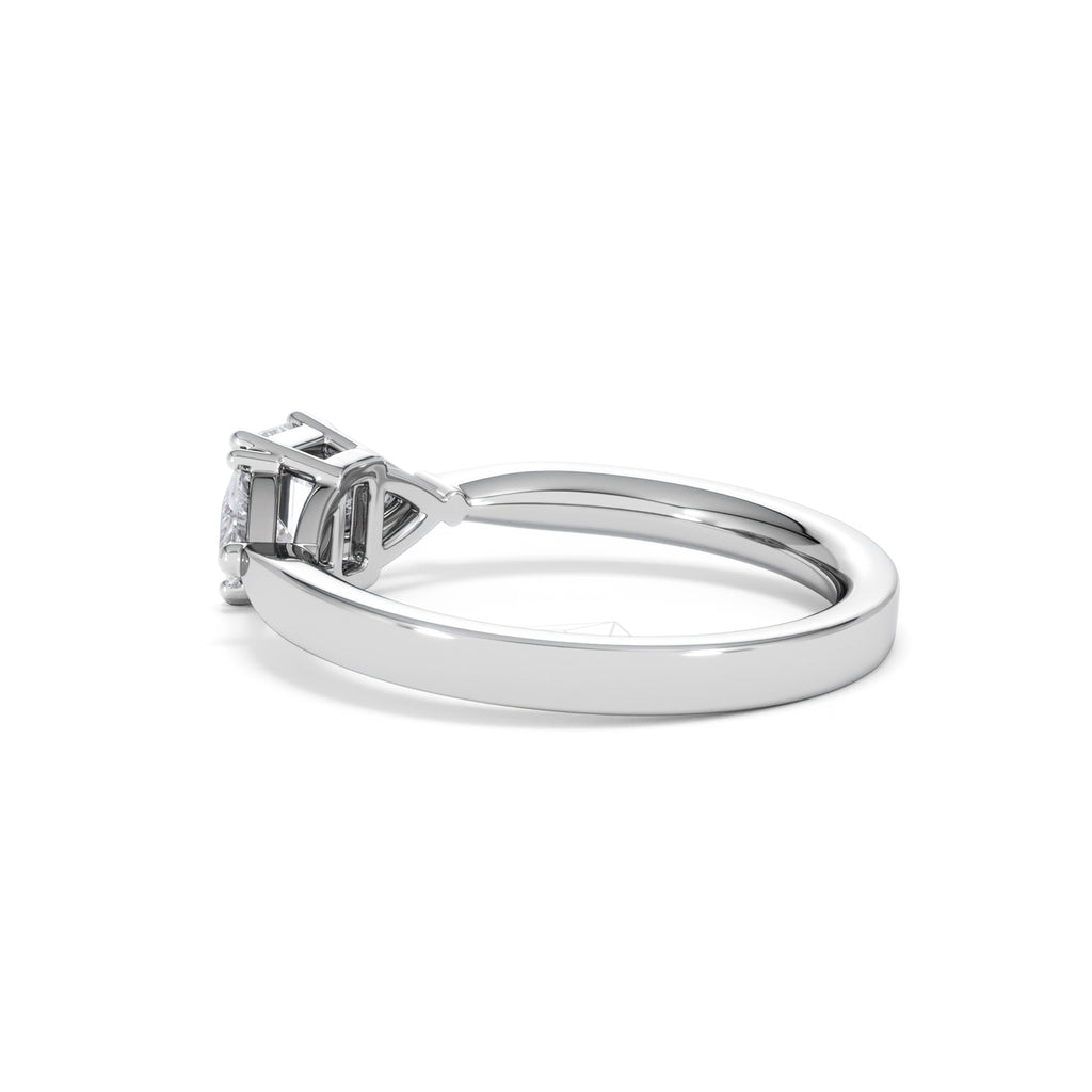 Aurora Lab Diamond Emerald Cut and Trillion 1.00ct Ring in Platinum F/VS1