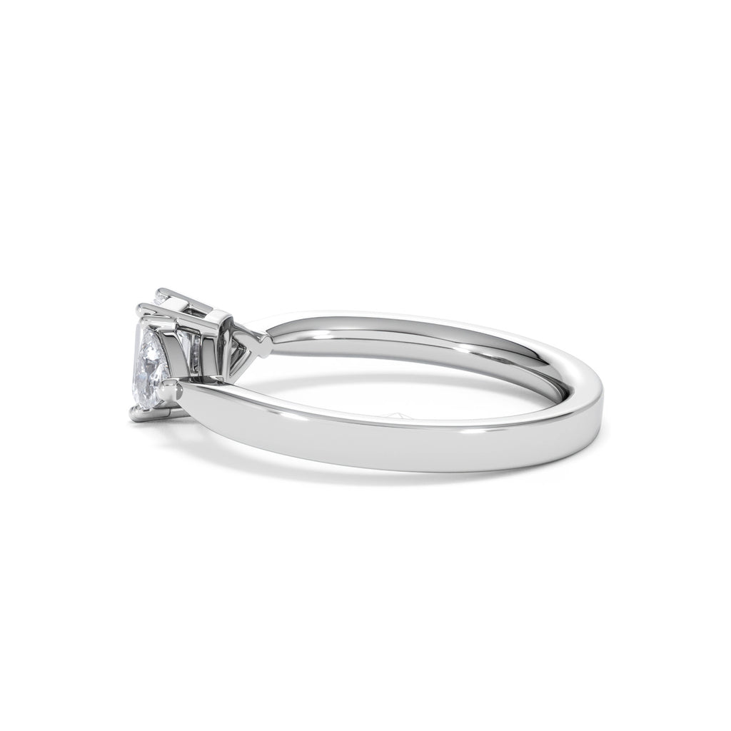 Aurora Lab Diamond Emerald Cut and Trillion 1.00ct Ring in 18K White Gold F/VS1