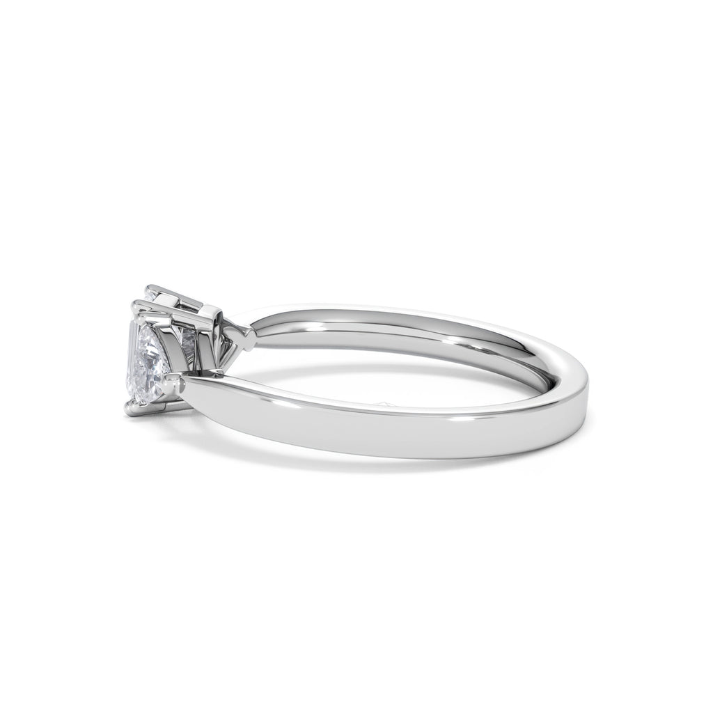 Aurora Lab Diamond Emerald Cut and Trillion 1.00ct Ring in 18K White Gold F/VS1