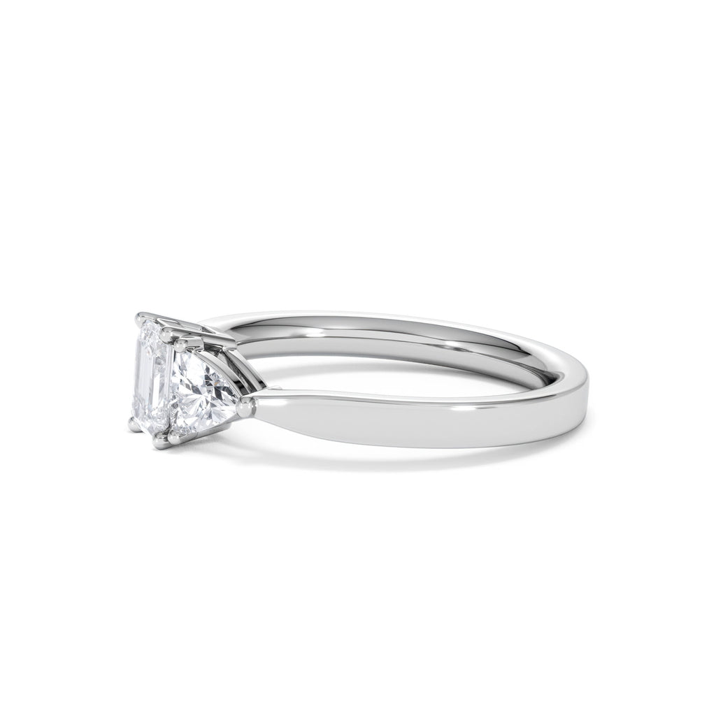 Aurora Lab Diamond Emerald Cut and Trillion 1.00ct Ring in Platinum F/VS1