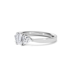 Aurora Lab Diamond Emerald Cut and Trillion 1.00ct Ring in Platinum F/VS1