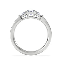 Aurora Lab Diamond Emerald Cut and Trillion 1.00ct Ring in 18K White Gold F/VS1