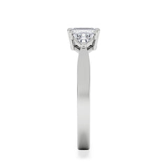 Aurora Lab Diamond Emerald Cut and Trillion 1.00ct Ring in 18K White Gold F/VS1