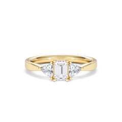 Aurora Lab Diamond Emerald Cut and Trillion 1.00ct Ring in 18K Gold F/VS1
