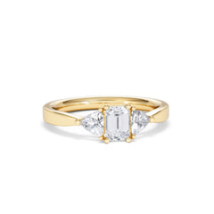 Aurora Lab Diamond Emerald Cut and Trillion 1.00ct Ring in 18K Gold F/VS1