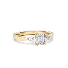 Aurora Lab Diamond Emerald Cut and Trillion 1.00ct Ring in 18K Gold F/VS1