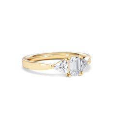 Aurora Lab Diamond Emerald Cut and Trillion 1.00ct Ring in 18K Gold F/VS1