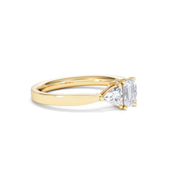 Aurora Lab Diamond Emerald Cut and Trillion 1.00ct Ring in 18K Gold F/VS1