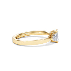 Aurora Lab Diamond Emerald Cut and Trillion 1.00ct Ring in 18K Gold F/VS1