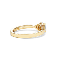 Aurora Lab Diamond Emerald Cut and Trillion 1.00ct Ring in 18K Gold F/VS1