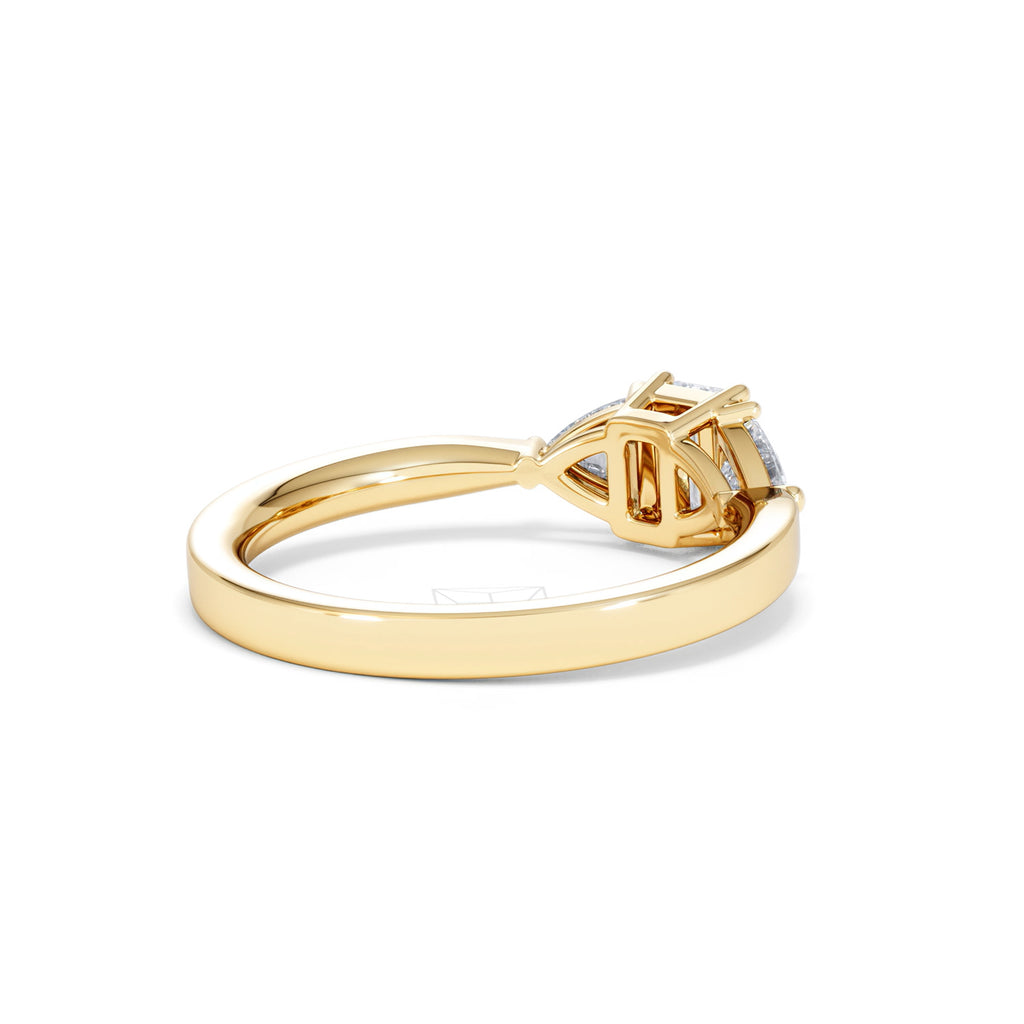 Aurora Lab Diamond Emerald Cut and Trillion 1.00ct Ring in 18K Gold F/VS1
