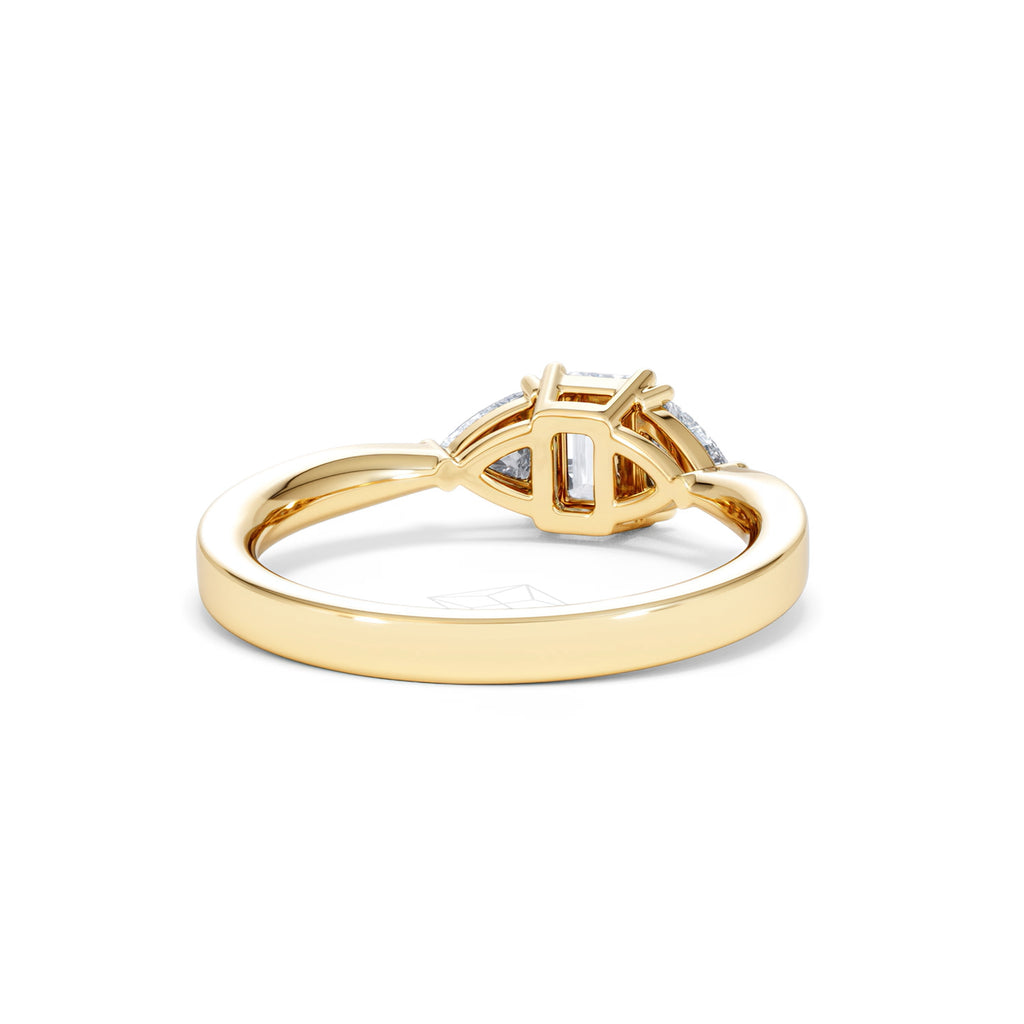 Aurora Lab Diamond Emerald Cut and Trillion 1.00ct Ring in 18K Gold F/VS1