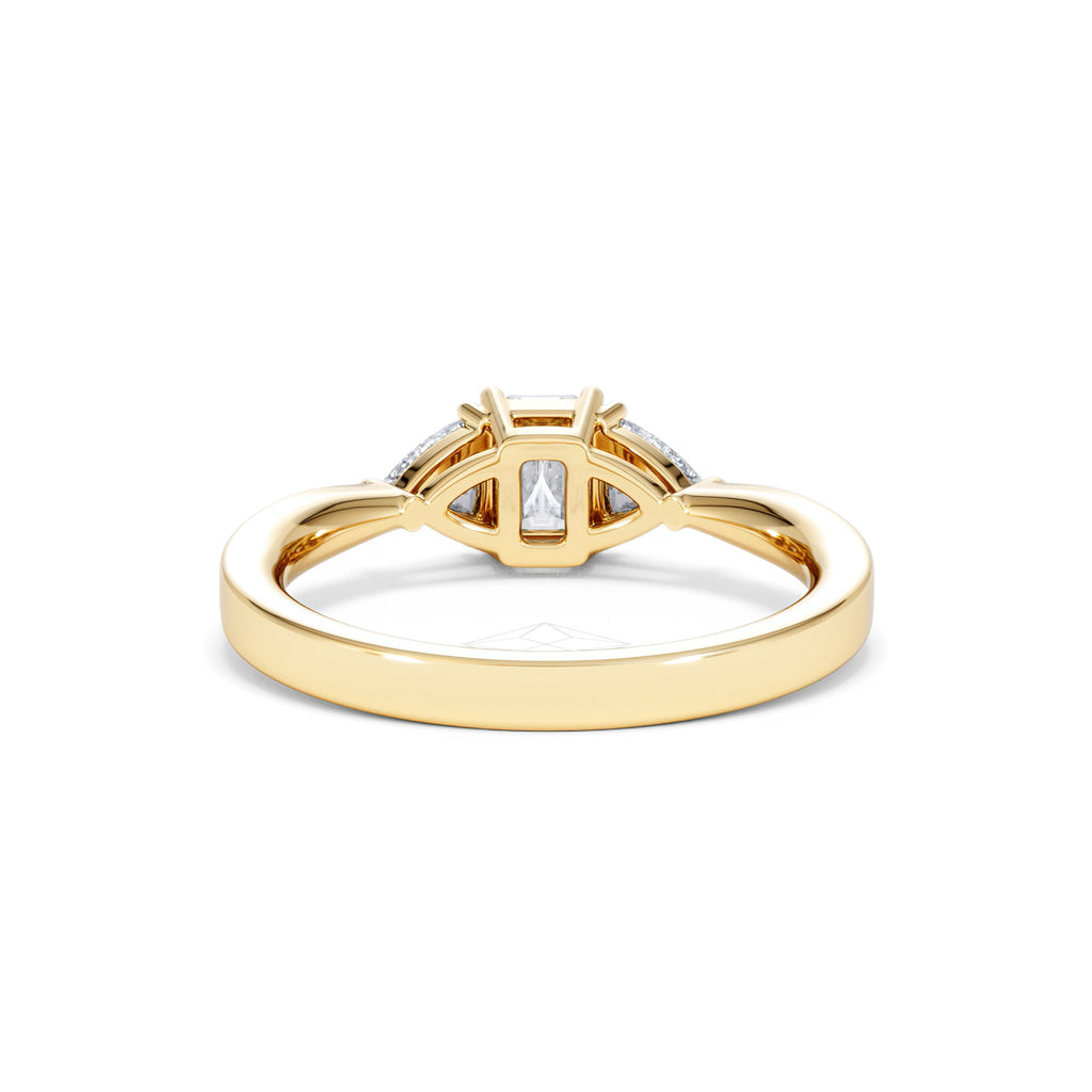 Aurora Lab Diamond Emerald Cut and Trillion 1.00ct Ring in 18K Gold F/VS1