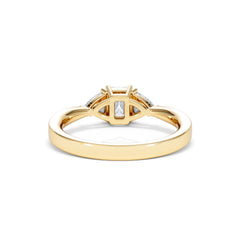 Aurora Lab Diamond Emerald Cut and Trillion 1.00ct Ring in 18K Gold F/VS1