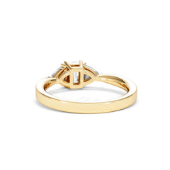 Aurora Lab Diamond Emerald Cut and Trillion 1.00ct Ring in 18K Gold F/VS1