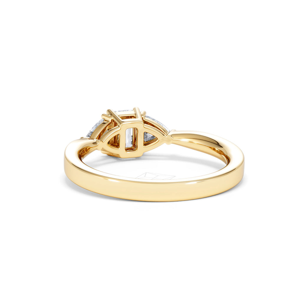 Aurora Lab Diamond Emerald Cut and Trillion 1.00ct Ring in 18K Gold F/VS1
