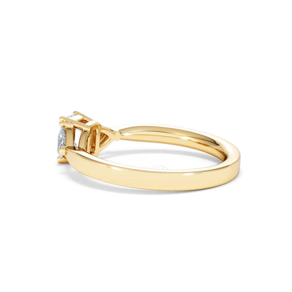 Aurora Lab Diamond Emerald Cut and Trillion 1.00ct Ring in 18K Gold F/VS1