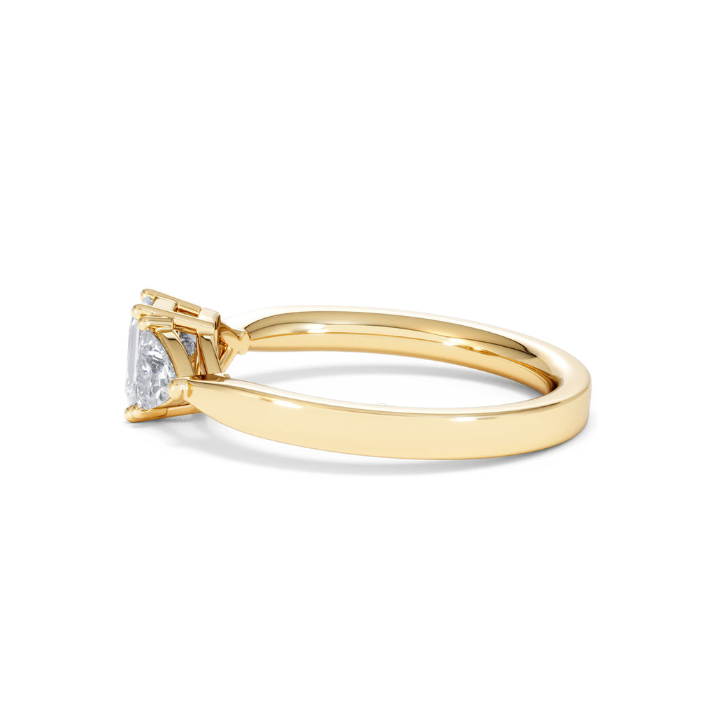 Aurora Lab Diamond Emerald Cut and Trillion 1.00ct Ring in 18K Gold F/VS1