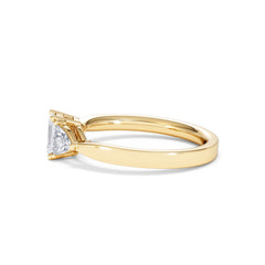 Aurora Lab Diamond Emerald Cut and Trillion 1.00ct Ring in 18K Gold F/VS1