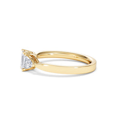 Aurora Lab Diamond Emerald Cut and Trillion 1.00ct Ring in 18K Gold F/VS1