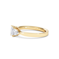 Aurora Lab Diamond Emerald Cut and Trillion 1.00ct Ring in 18K Gold F/VS1