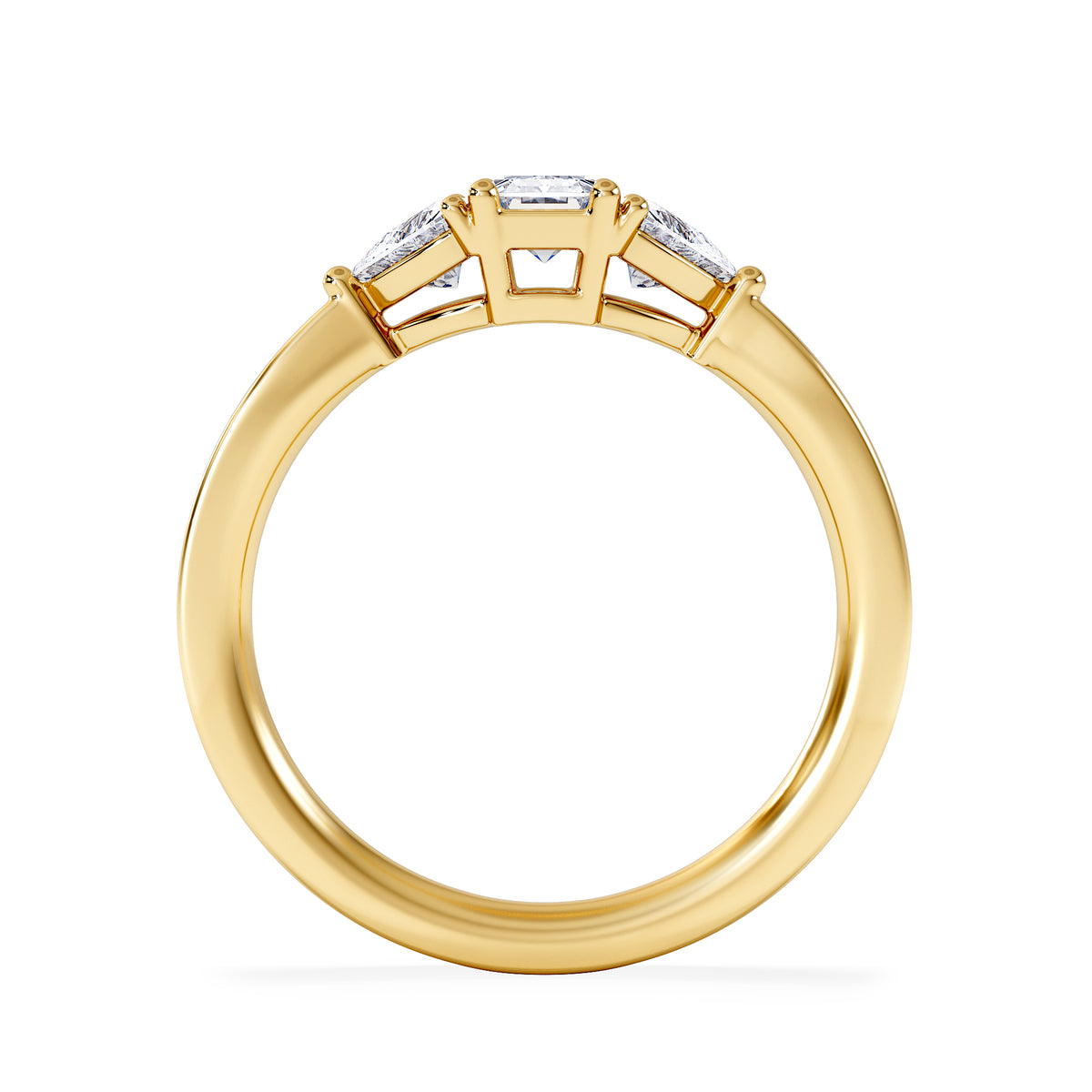 Aurora Lab Diamond Emerald Cut and Trillion 1.00ct Ring in 18K Gold F/VS1
