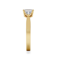 Aurora Lab Diamond Emerald Cut and Trillion 1.00ct Ring in 18K Gold F/VS1