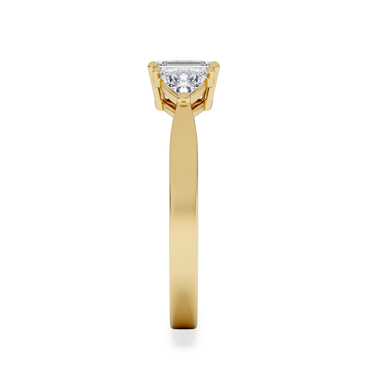Aurora Lab Diamond Emerald Cut and Trillion 1.00ct Ring in 18K Gold F/VS1