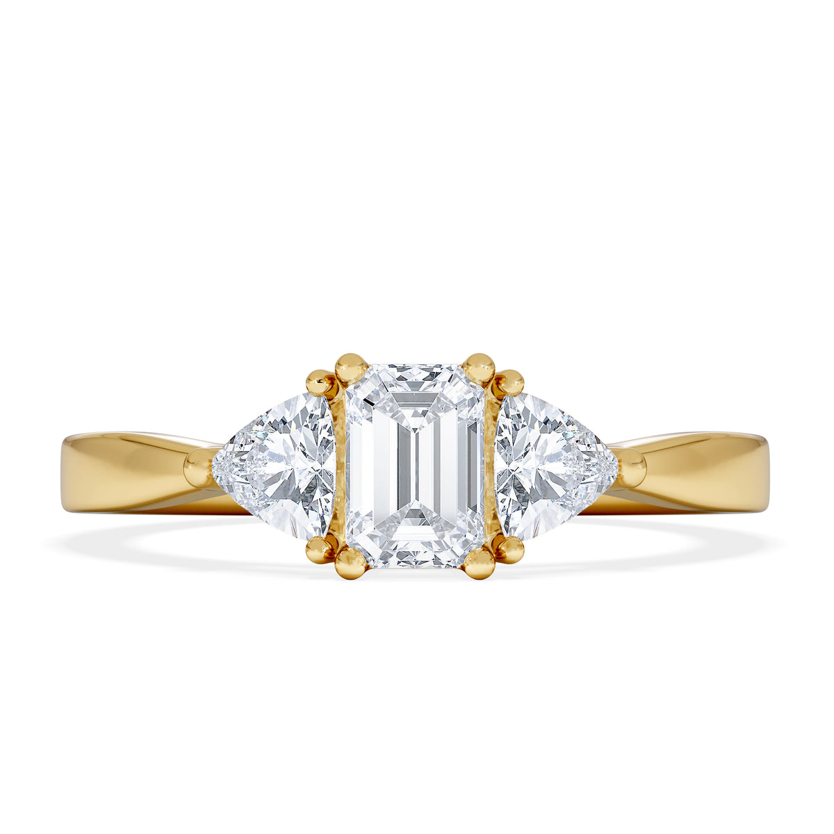 Aurora Lab Diamond Emerald Cut and Trillion 1.00ct Ring in 18K Gold F/VS1