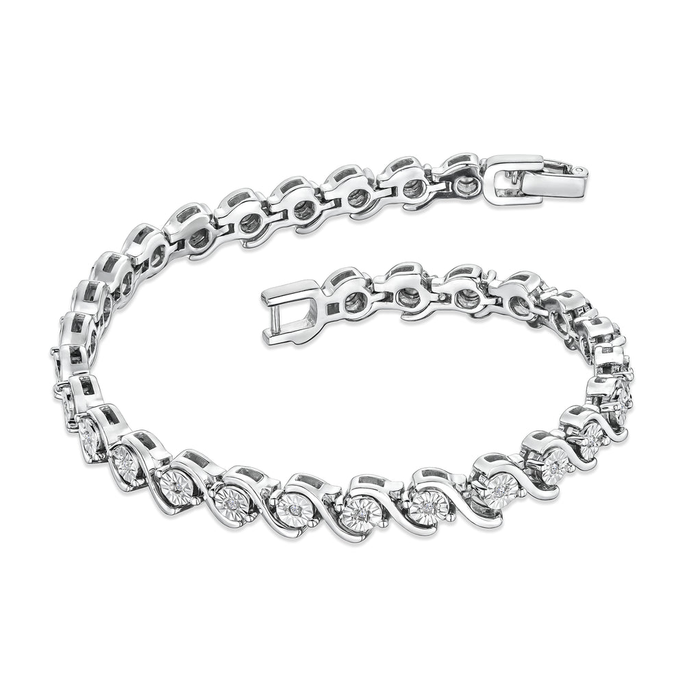 0.19ct Diamond and Silver Twist Bracelet - UD3241