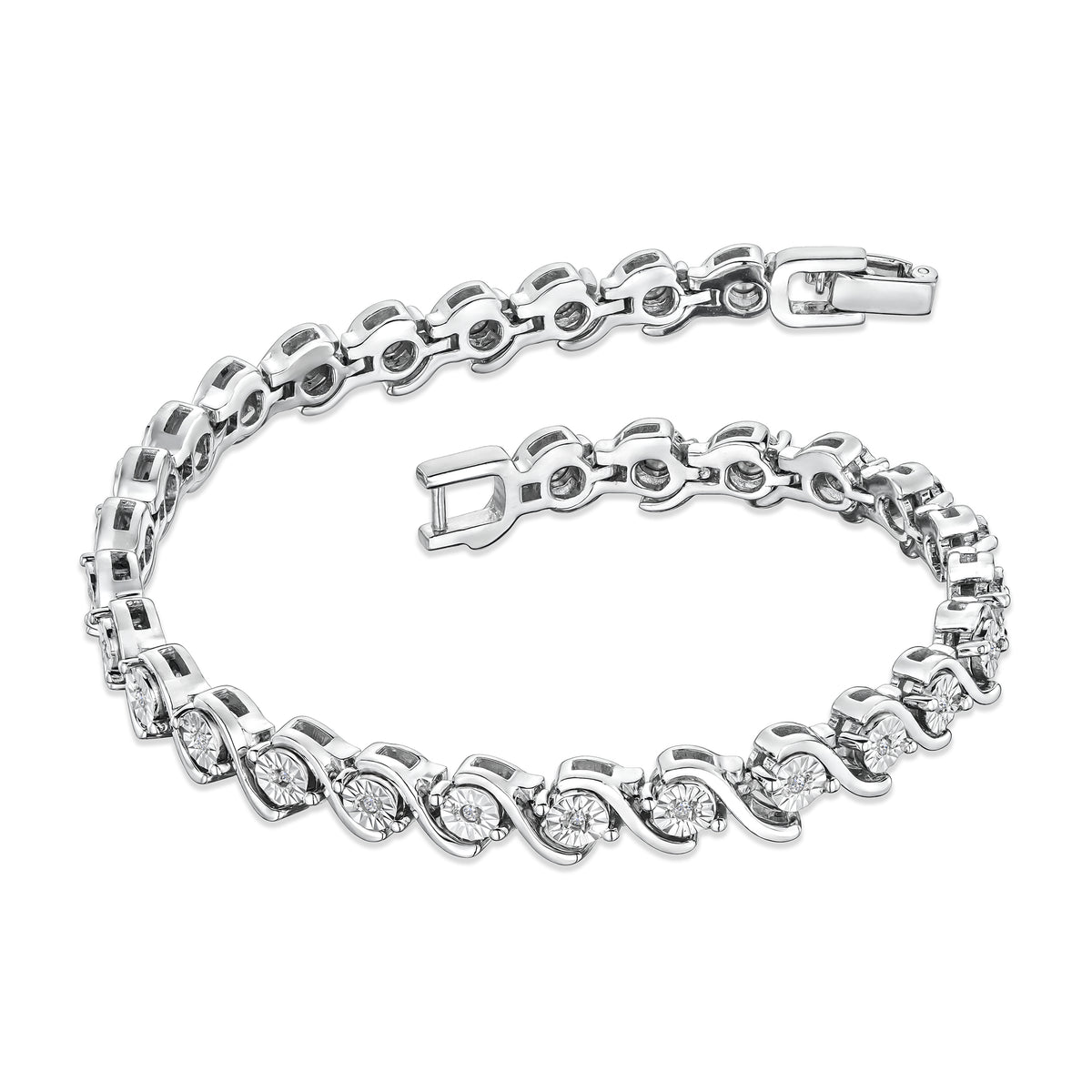 0.19ct Diamond and Silver Twist Bracelet - UD3241