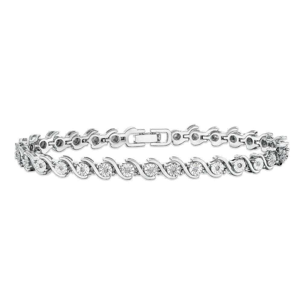 0.19ct Diamond and Silver Twist Bracelet - UD3241