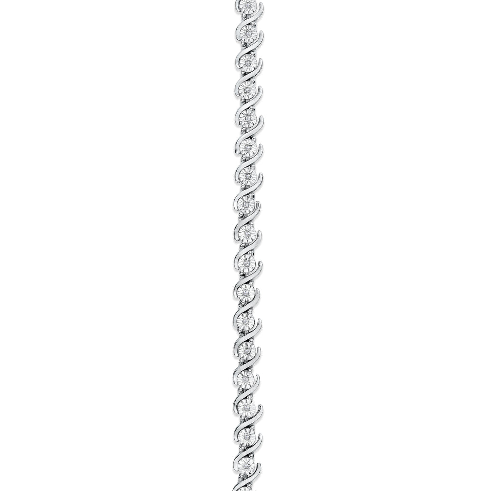 0.19ct Diamond and Silver Twist Bracelet - UD3241