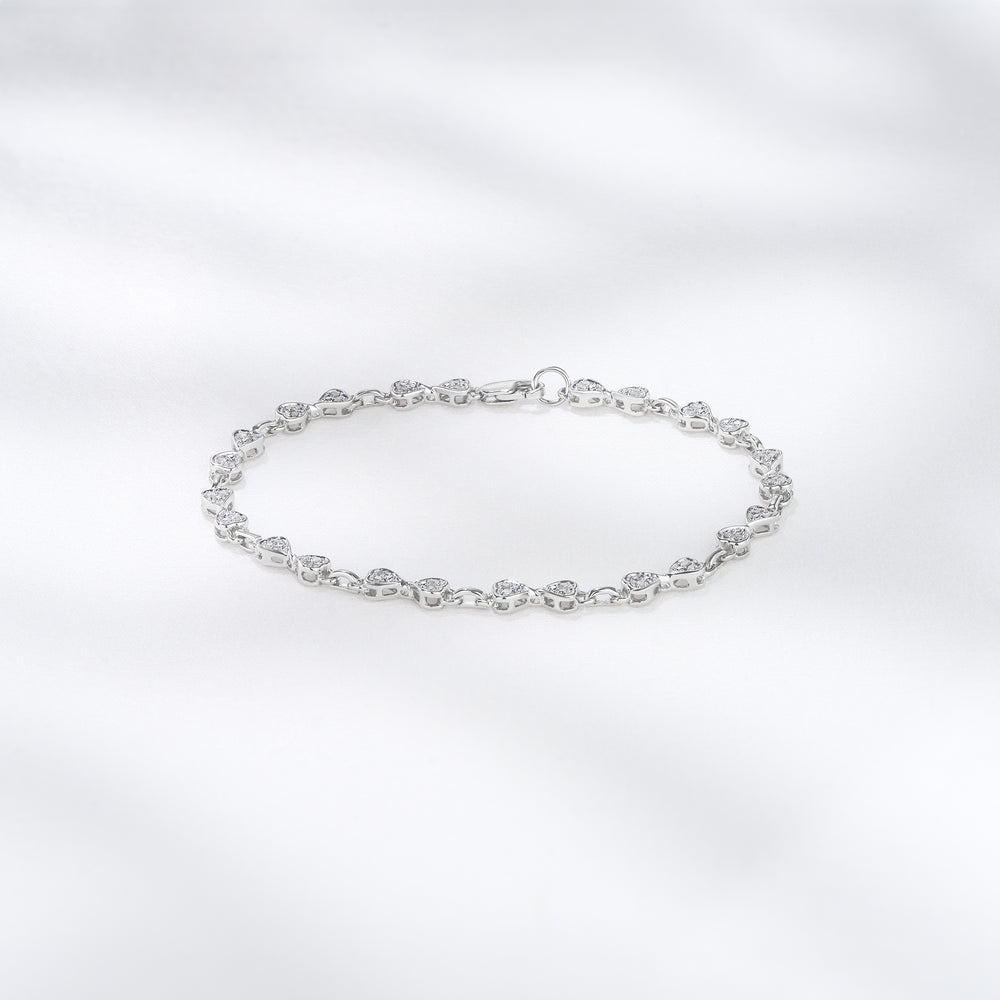 0.25ct Diamond Heart Bracelet Set In Silver