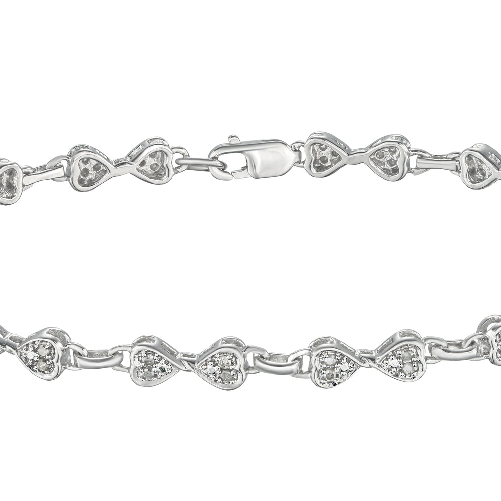 0.25ct Diamond Heart Bracelet Set In Silver