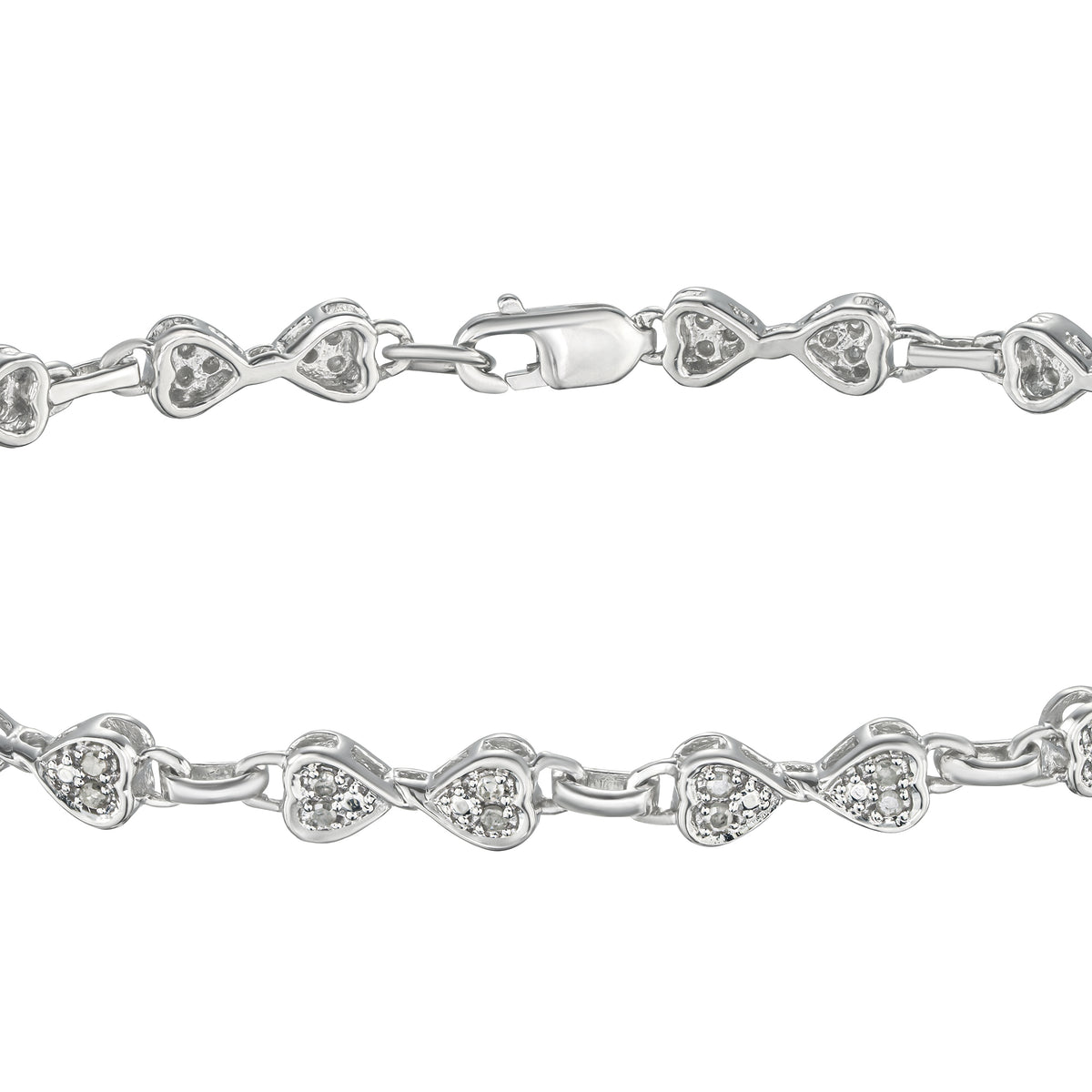 0.25ct Diamond Heart Bracelet Set In Silver