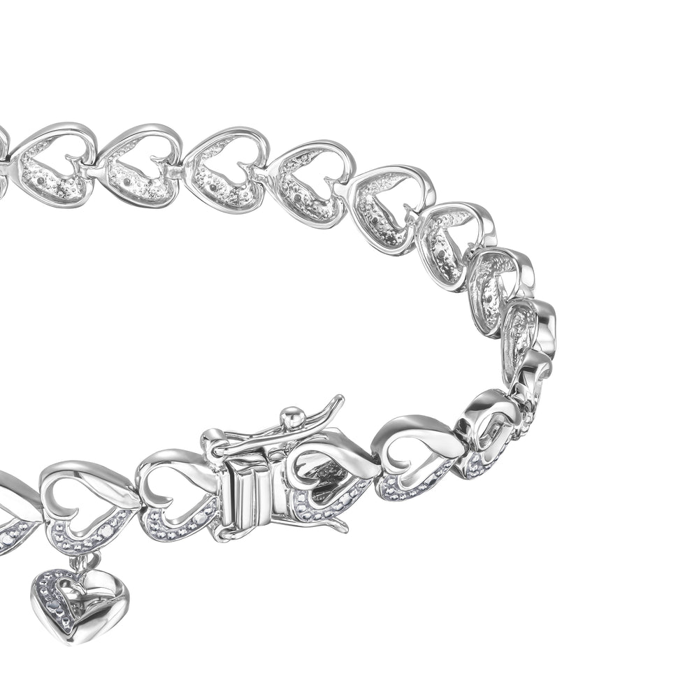 Diamond Heart Sterling Silver Bracelet