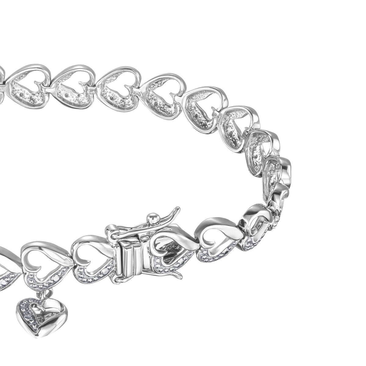 Diamond Heart Sterling Silver Bracelet